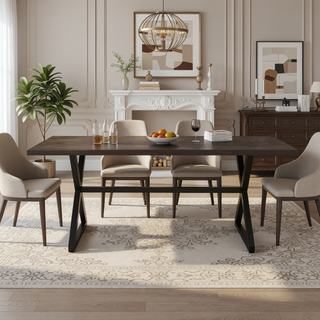 Sunvega Outdoor Aluminum Dining Table with Steel Frame for Patio Backyard