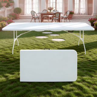 Sunvega 6ft Portable Folding Plastic Table with Waterproof Tabletop and Carry Handle