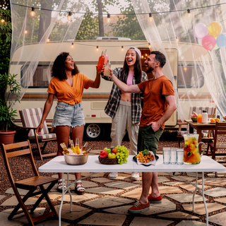 Sunvega 6ft Portable Folding Plastic Table with Waterproof Tabletop and Carry Handle