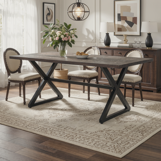 Sunvega Outdoor Aluminum Dining Table with Steel Frame for Patio Backyard