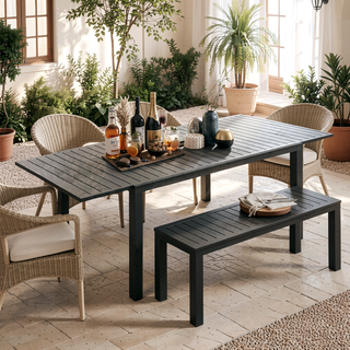 Sunvega Expandable Aluminum Patio Dining Table with E-Coating for 4-6 Person