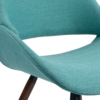 Sunvega Denim Blue Bentwood Dining Chair with Padded Seat and Walnut Frame