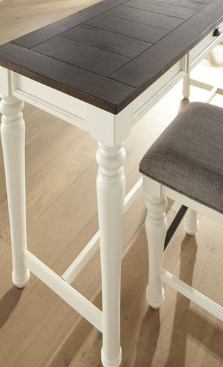 Sunvega 4 Piece Bar Set with Sofa Bar and 3 Counter Stools in Two-Tone Ivory Mocha