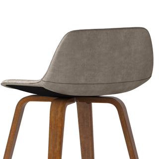 Sunvega Mid Century Modern Bentwood Bar Stools with Vegan Faux Leather Upholstery Set of 2