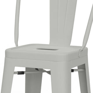 Sunvega Industrial White Metal Bar Stools with Curved Back and Footrest Set of 2
