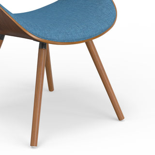Sunvega Blue Linen Look Bentwood Dining Chair with Curved Padded Seat and Back