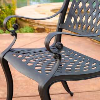 Sunvega Traditional Cast Aluminum Dining Chairs with Floral Accents and Scroll Design Set of 2