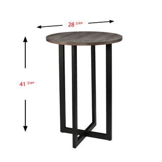 Sunvega Burnt Oak Bistro Table with Black Metal Frame for Small Spaces