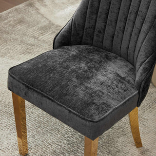 Sunvega Blue Rayon Cloth Flocking Linen Dining Chairs with High Backrest and Solid Wood Legs, Set of 2