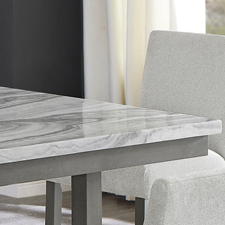 Sunvega 60 Inch Rectangular Gray Faux Marble Counter Height Table with Storage Shelf