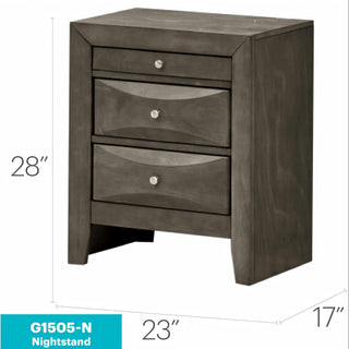Sunvega Chic Gray Storage Nightstand with Three Spacious Drawers