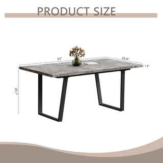 Sunvega Modern Rectangular MDF Dining Table for Six with Waterproof Surface
