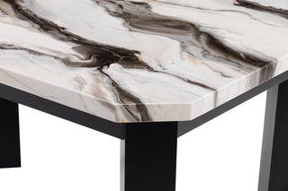 Sunvega Contemporary Faux Panda Marble Coffee Table with Black Wooden Legs