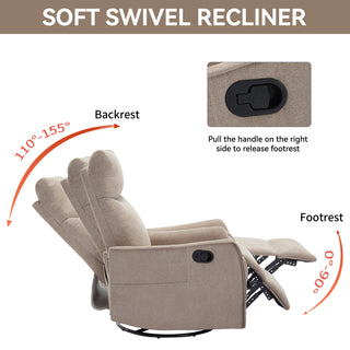 Sunvega Fabric Swivel Rocker Recliner Chair with Massage and Lumbar Heat for Living Room