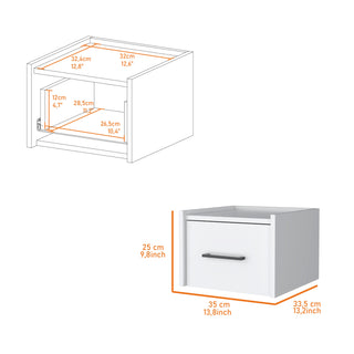 Sunvega Wall-Mounted Nightstand with Sleek Single Drawer and Spacious Top Shelf
