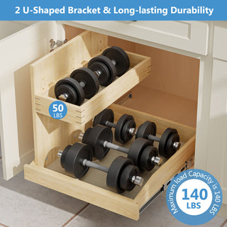 Sunvega 2 Tier Pull Out Cabinet Organizer with Soft Close and U Bracket