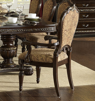 Sunvega Traditional Formal Side Chairs Set of 2 with Jacquard Upholstery and Cherry Finish