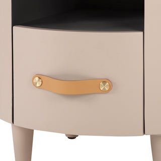 Sunvega Blue Round Nightstand with Storage Drawer and Open Shelf for Bedroom
