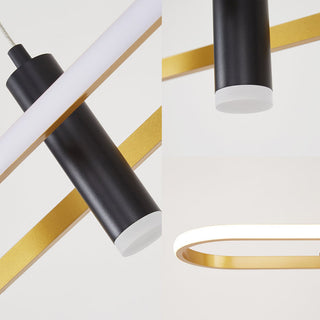 Sunvega Modern Minimalist Chandelier with Sand Black Aluminum Body and Acrylic Ring