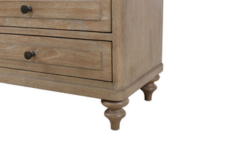 Sunvega Sand Finish Nightstand With 3 Storage Drawers And USB Charging Ports