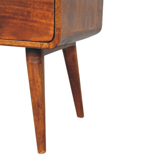 Sunvega Solid Mango Wood Chestnut Bedside Table with 2 Drawers and Nordic Legs
