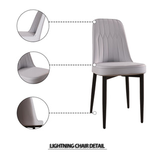 Sunvega Modern PU Leather Dining Chairs with Thick Soft Cushions and Black Metal Legs