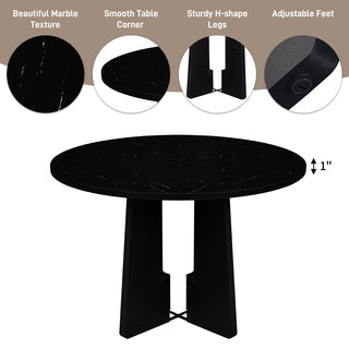 Sunvega 43 Inch Faux Marble Round Dining Table for 4 with Durable MDF Construction