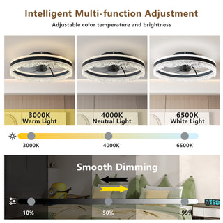 Sunvega Ultra Quiet Ceiling Fan with Light and Hidden Blades for Bedroom