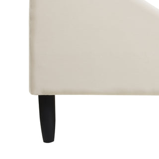 Sunvega Handmade Vertical Tufted Headboard Platform Bed Set in Light Beige Linen