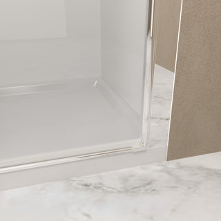 Sunvega 24x72 Inch Brushed Nickel Pivot Shower Door with Half Frame