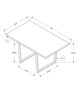 Sunvega Cement Finish Rectangular Dining Table with Chrome Metal Legs for Kitchen