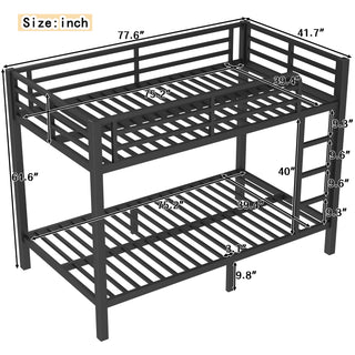 Sunvega Metal Full over Full Bunk Bed for Teens and Adults with Noise Reduction and Storage
