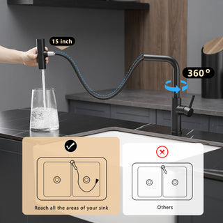 Sunvega Single Handle Kitchen Sink Faucet with Pull Out Sprayer and Deck Plate