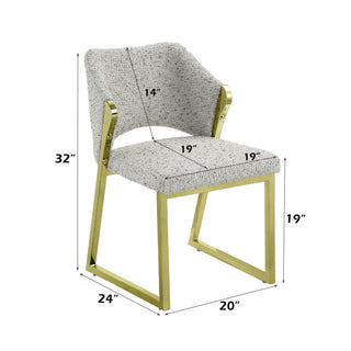 Sunvega Teddy Sherpa Side Chair with Mirrored Gold Finish and Padded Seat