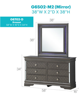 Sunvega Sophisticated Silver Champagne Transitional Nightstand with Two Drawers for Storage