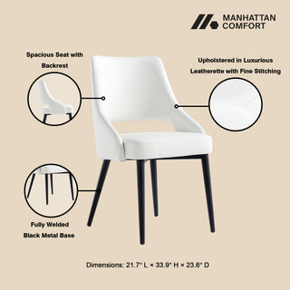 Sunvega Modern White Leatherette Upholstered Dining Chair with Steel Frame