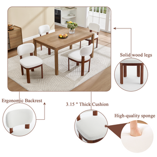 Sunvega Modern Farmhouse Dining Chairs Set of 2 with Upholstered Fabric and Wood Legs