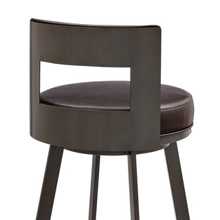 Sunvega Brown Faux Leather Swivel Bar Stool with 360 Degree Rotation