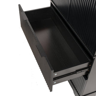 Sunvega Elegant French Refrigerator-Inspired Fluted Pantry Cabinet with 2 Drawers