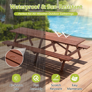 Sunvega 95-Inch Solid Hardwood Outdoor Picnic Table Set with Benches for 12