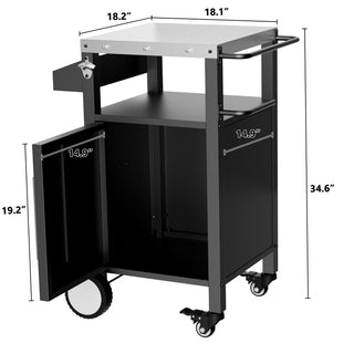 Sunvega Two Doors Outdoor Grill Cart with Storage and Lockable Wheels for Patio