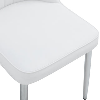 Sunvega Modern PU Leather Dining Chair with Thick Cushion and Metal Legs for Kitchen