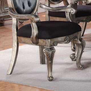 Sunvega Silver Gray and Antique Platinum Tufted Side Chair with Padded Cushions