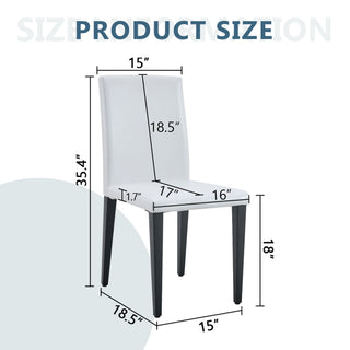 Sunvega Black PU Dining Chairs with Silver Metal Legs and High Elasticity Sponge Filling for Living Room