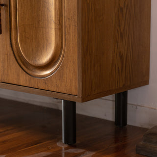Sunvega Gold-Toned 4-Door Sideboard Buffet Cabinet with Arched Door Storage