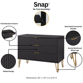Sunvega Modern Glam Dresser with Gold Metal Handles and Splayed Legs for Bedroom