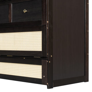 Sunvega Full Size Murphy Bed with Large Drawers in Espresso for Space Saving