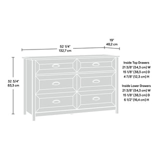 Sunvega Rustic Brown Finish Dresser with Six Roomy Drawers for Bedroom
