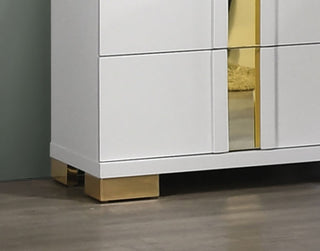 Sunvega Contemporary White Gold Chest with Bracketed Metal Legs and Dust Proof Cases