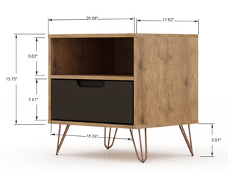 Sunvega Mid-Century Modern Pink Nightstand with Drawer and Open Shelf